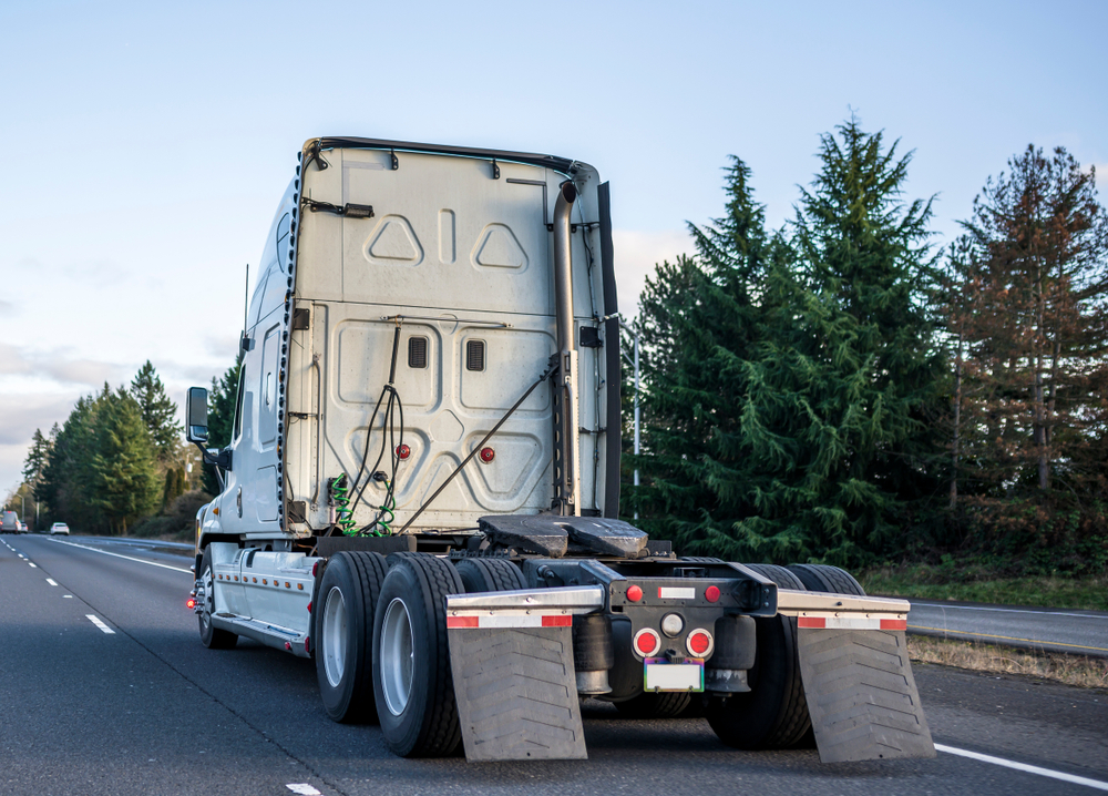 back of white tractor unit