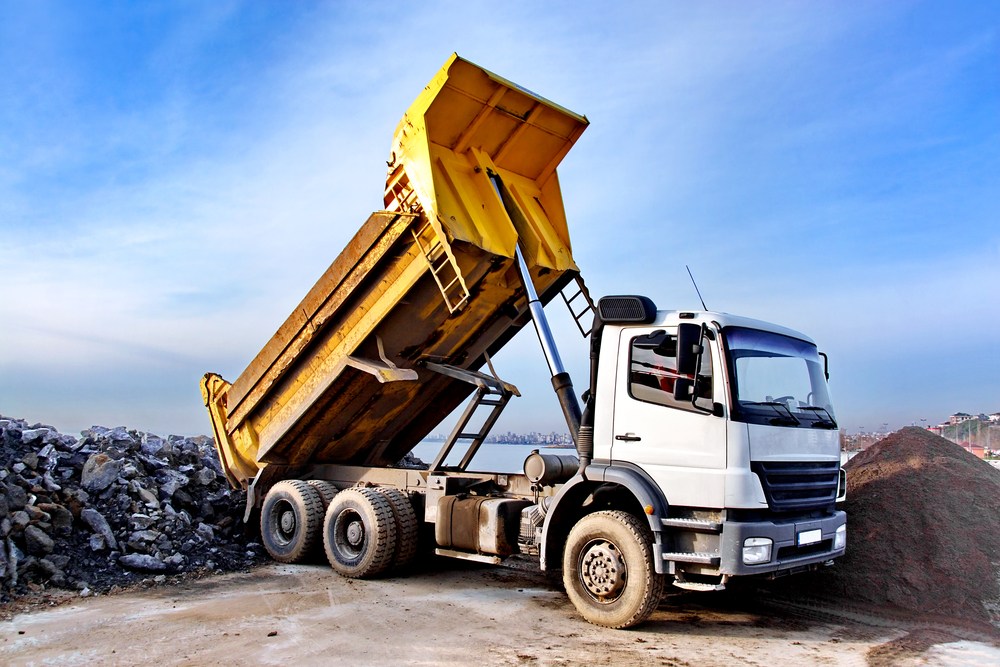 tipper truck dumping gravel